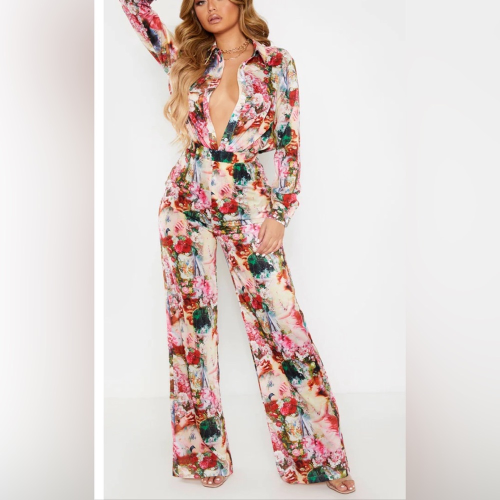 PRETTYLITTLETHING Barbiecore printed date night Suit Set 🧡